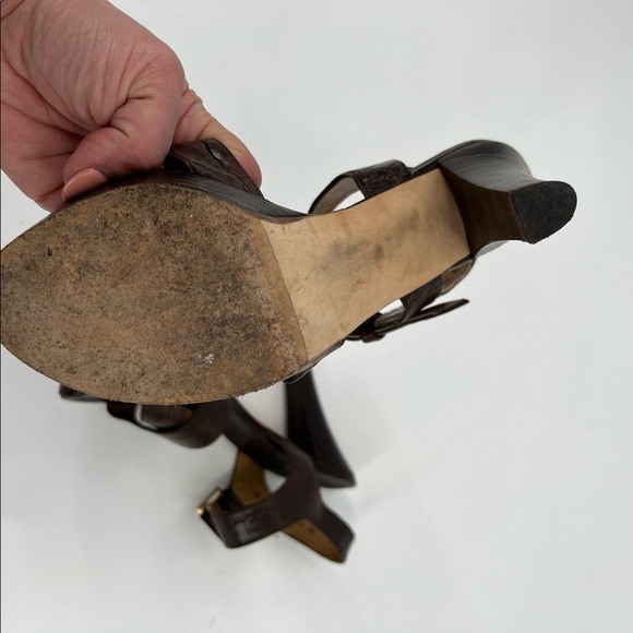 STUART Weitzman leather heel Strap sandals size 6.5 - Picture 5 of 8